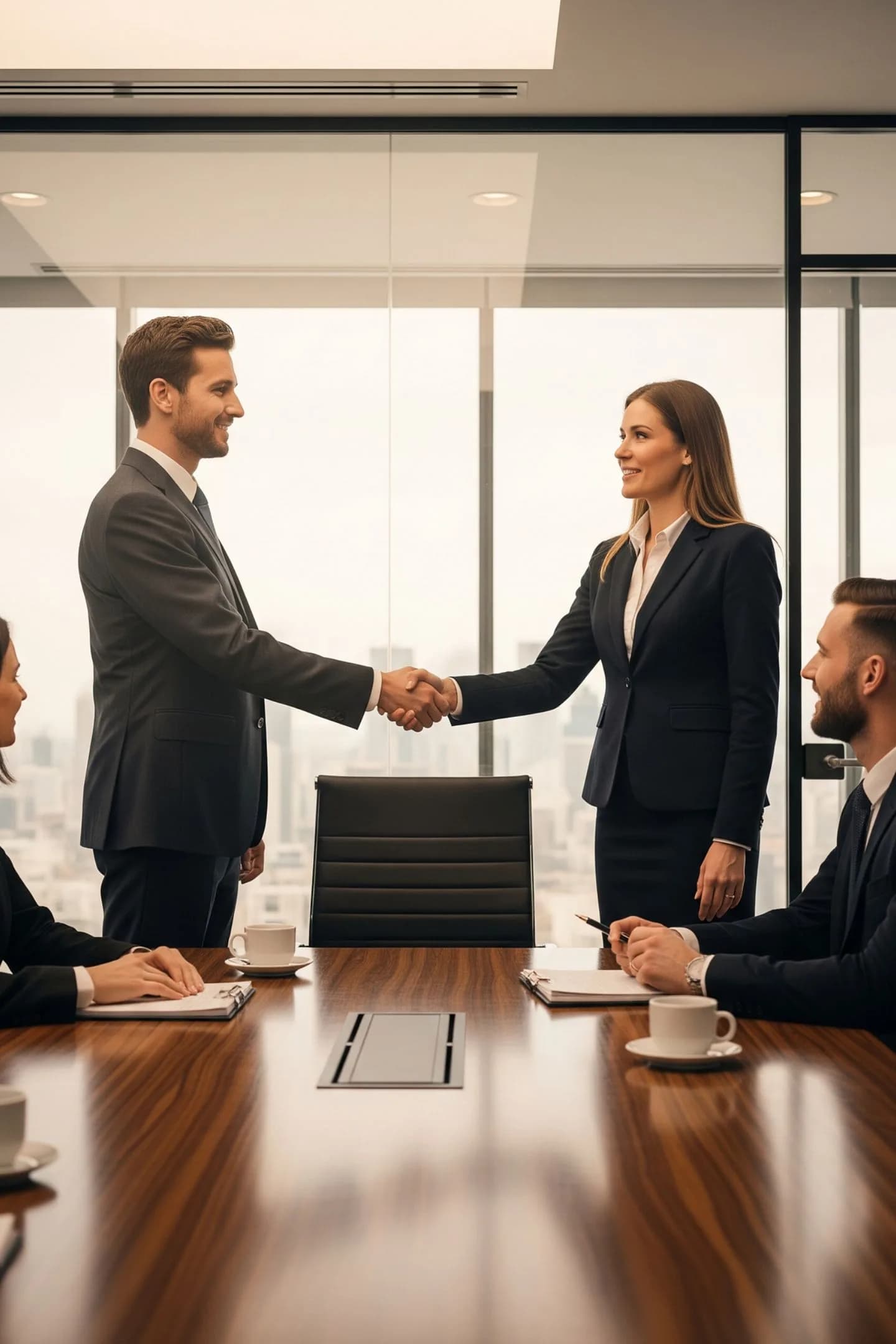 Advogados da Sein & Proença em reunião de fechamento com clientes